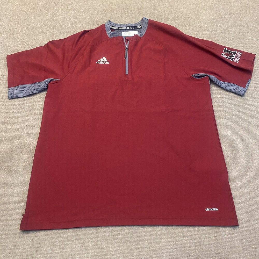 adidas Jacket Mens Large‎ Pullover Vented 1/4 Zip Middleton Cross Plains Logo